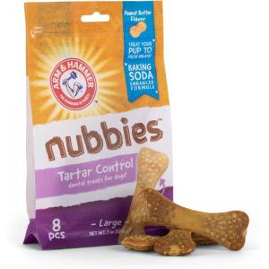 imageArm ampamp Hammer For Pets Nubbies Dental Treats for Dogs  Dental Chews Fight Bad Breath Plaque ampamp Tartar without Brushing  Baking Soda Enhanced Chicken Flavor Dog Treats 20 Pcs Packaging may varyPeanut Butter