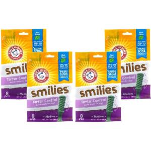 imageArm ampamp Hammer for Pets Smilies Dental Chews for Dogs  Dental Chews Fight Bad Dog Breath Plaque ampamp Tartar Without Brushing  Fresh Mint Flavor 8 Pieces Dog Dental Treats 4 Pack