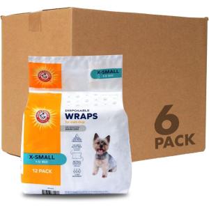 imageArm ampamp Hammer For Pets Male Dog Wraps Medium 12 Ct  UltraAbsorbent Adjustable Male Dog Diapers with LeakProof Protection ampamp Wetness Indicator  Arm ampamp Hammer Baking Soda Enhanced for Odor ControlMale Wraps