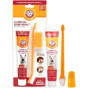 imageArm ampamp Hammer for Pets Clinical Care Dental Gum Health Kit for Dogs  Contains Toothpaste Toothbrush ampamp Fingerbrush  Soothes Inflamed Gums 3Piece Kit Chicken Flavor25 Ounce Pack of 1