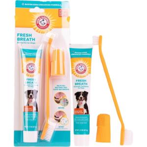 imageArm ampamp Hammer for Pets Fresh Breath Kit for Dogs  Contains Toothpaste Toothbrush ampamp Fingerbrush  Reduces Plaque ampamp Tartar Buildup  Safe for Puppies 3Piece Kit Vanilla Ginger FlavorChicken