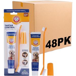 imageArm ampamp Hammer for Pets Tartar Control Kit for Dogs  Contains Toothpaste Toothbrush ampamp Fingerbrush  Reduces Plaque ampamp Tartar Buildup  Safe for Puppies 3Piece  Beef FlavorBeef
