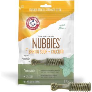 image:imageArm amp Hammer for Pets Nubbies Dental Treats  Baking Soda amp Calcium Dog Dental Chews Nubbed Texture Helps Scrub Plaque amp Tartar While Chewing Peanut Butter Flavor 20 Count 7 Ounce  4 PackMint