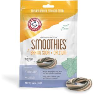 image:imageArm amp Hammer for Pets Smoothies Dental Treats for Dogs with Baking Soda amp Calcium Treat Chews Help Fight Bad Breath Plaque amp Tartar Mint Strawberry amp Mint Ring Shaped 5 PcsMint