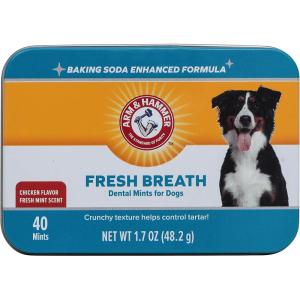 image:imageArm amp Hammer for Pets Dog Dental Breath Mints with Baking Soda Chicken Flavor Dental Treats to Help Freshen Dog Breath and Support Oral Care Fresh Mint Scent 17 Oz  60 Pack17 Ounce Pack of 1