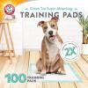 image:imageArmampHammer Green Tea Pet Training Pads 200Ct Dog Training Pads with Super Absorbing Green Tea and ArmampHammer Baking Soda for 2X The Odor Control Leakproof amp Recycled Training Pads for DogsPack of 1225 x 225 Pack of 2  200 Count Total