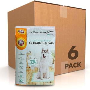 image:imageArmampHammer Green Tea Pet Training Pads 200Ct Dog Training Pads with Super Absorbing Green Tea and ArmampHammer Baking Soda for 2X The Odor Control Leakproof amp Recycled Training Pads for DogsPack of 128 x 30Pack of 6
