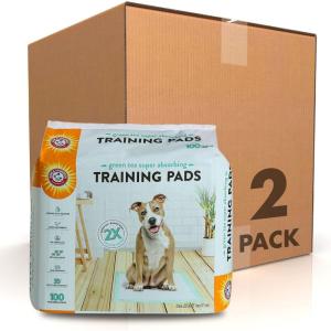 image:imageArmampHammer Green Tea Pet Training Pads 200Ct Dog Training Pads with Super Absorbing Green Tea and ArmampHammer Baking Soda for 2X The Odor Control Leakproof amp Recycled Training Pads for DogsPack of 1225 x 225 Pack of 2  200 Count Total
