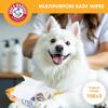image:imageArm amp Hammer for Pets Heavy Duty Multipurpose Dog Wipes Paw and Butt Wipes for Dogs to Help Clean Deodorize and Freshen Coat and Skin Between Baths Mango Scent 100 Count  12 PackBathing Wipes