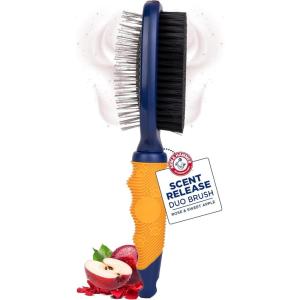 image:imageArm amp Hammer Deodorizing Pin amp Bristle Dog Grooming Brush with Fragrance Transfer Technology  Scented 2in1 Dog Brush for Detangling amp Shedding Pet Brushes for Dogs Sweet Lily amp Vanilla ScentPinBristle Duo Brush  Sweet Apple  Rose
