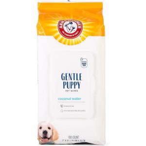 image:imageArm amp Hammer Dog Grooming Wipes Deodorizing Dog Cleaning Wipes with Coconut Water Gentle for Dogs and Puppies Paraben and Sulfate Free Formula Light Coconut Scent 100 CountPuppy Wipes