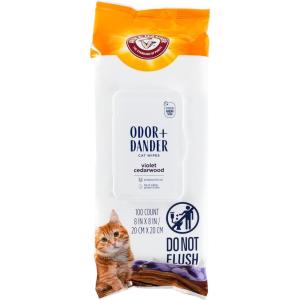 image:imageArm amp Hammer for Pets Odor Control Wipes for Cats  Best Odor Eliminating Waterless Cleaning for Cats Violet Cedarwood Scent 100 Count