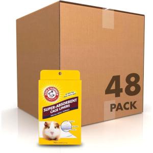 image:imageArm amp Hammer Super Absorbent Cage Liners for Guinea Pigs Hamsters Rabbits amp Small Animals Odor Control Cage Tray Liners for Wire or Mesh Grate Cages Trim to Fit 7 Count  48 Pack16 x 28 Pack of 48